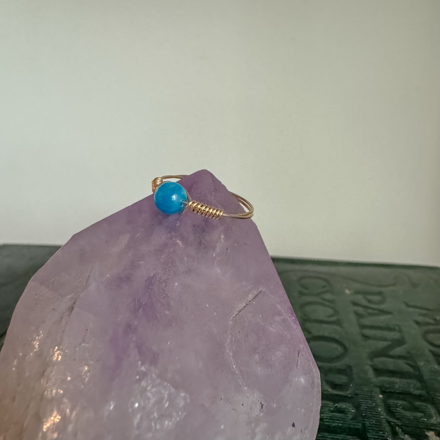 Apatite Wire Wrapped Ring