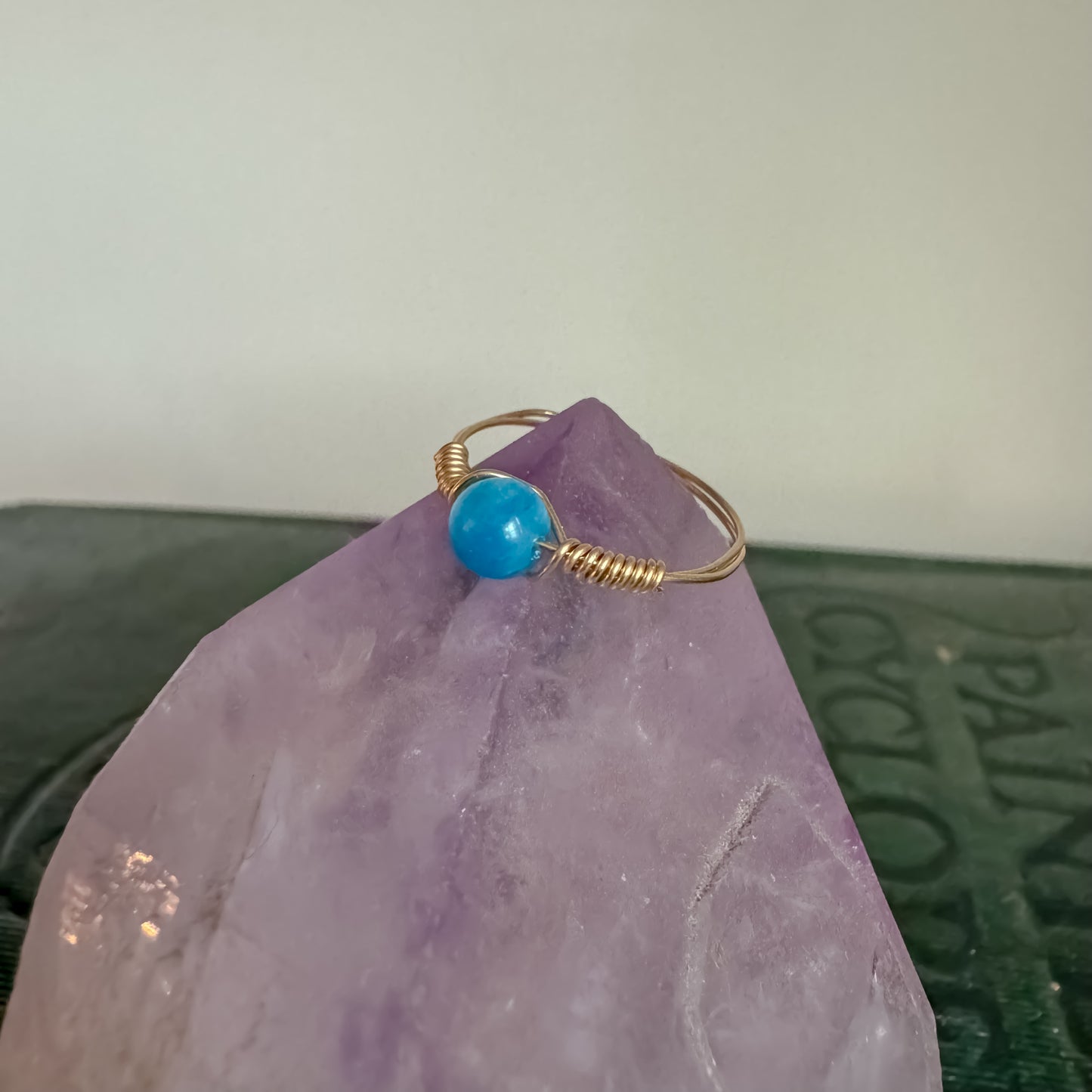 Apatite Wire Wrapped Ring