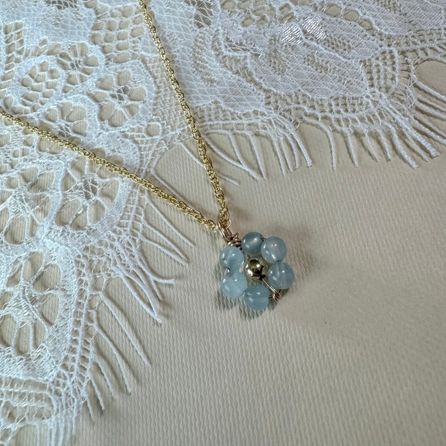 Aqua Marine Flower Child Necklace