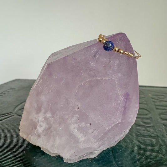 Blue Lepidolite Wire Wrapped Ring