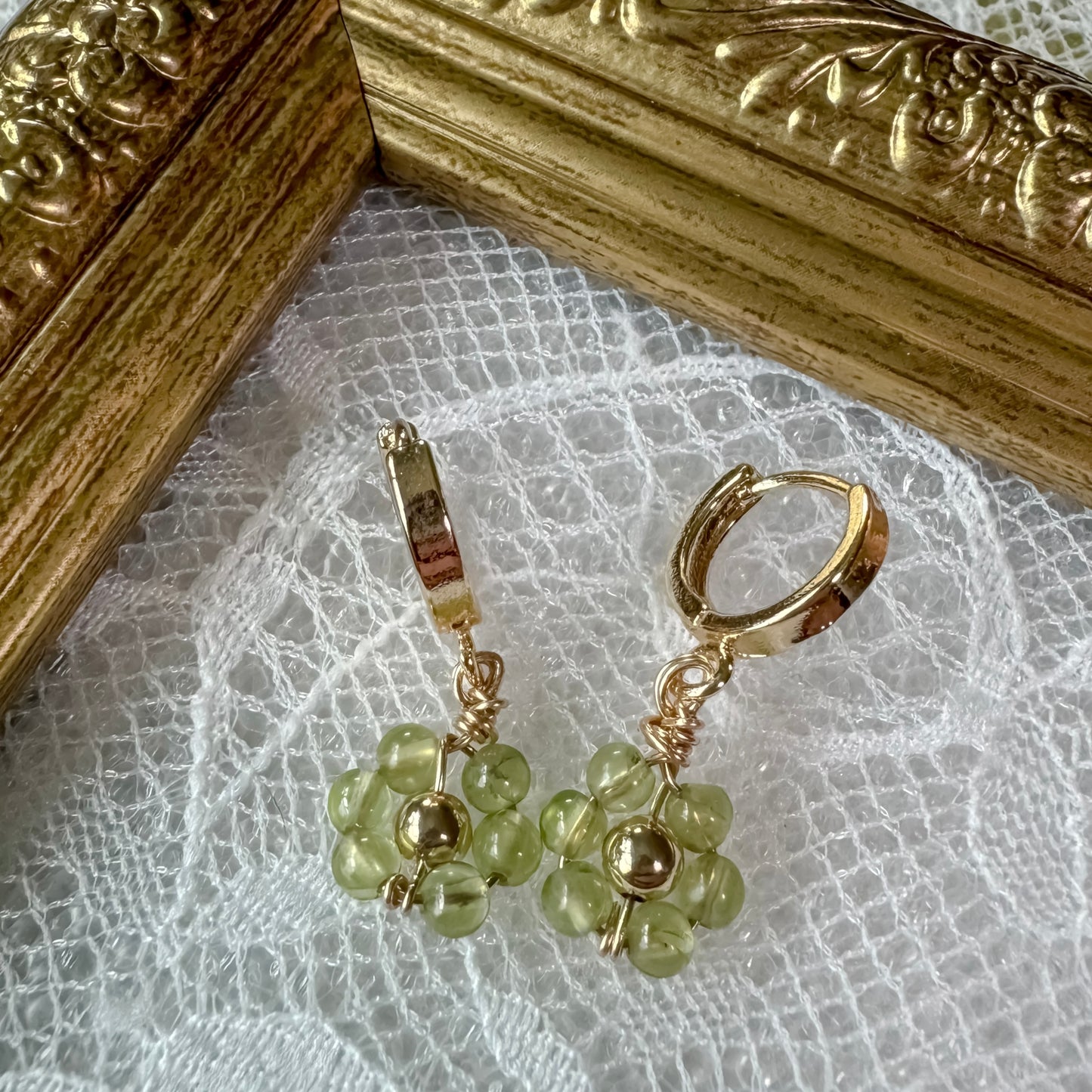 Flower Child Peridot Huggie Earrings