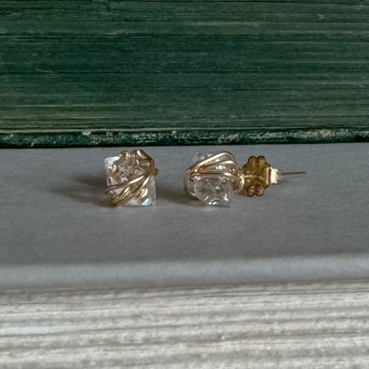 Herkimer Diamond Wire Wrapped Stud Earrings