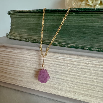 Raw Ruby Necklace