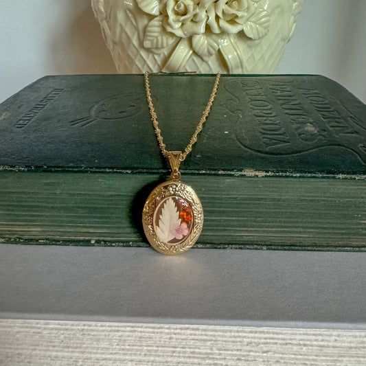 Handmade Floral Locket Necklace