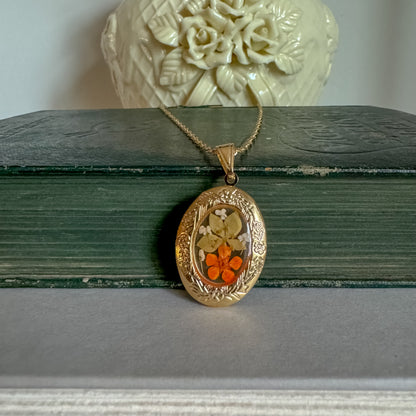 Handmade Floral Locket Necklace