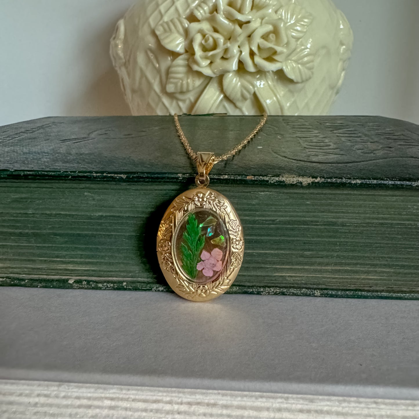 Handmade Floral Locket Necklace