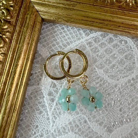 Flower Child Amazonite Huggie Earrings