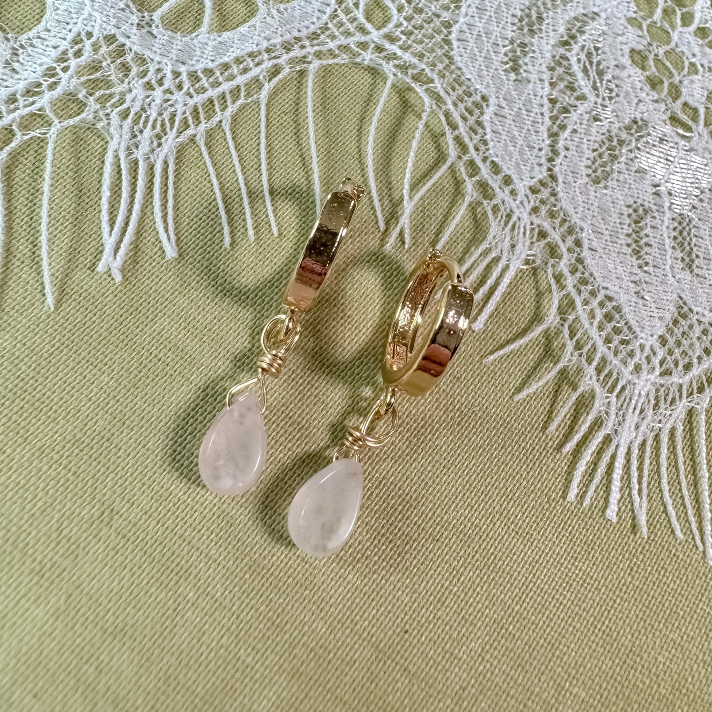 Rose Quartz Huggie Earrings