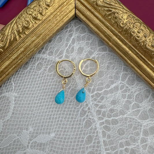 Turquoise Huggie Earrings